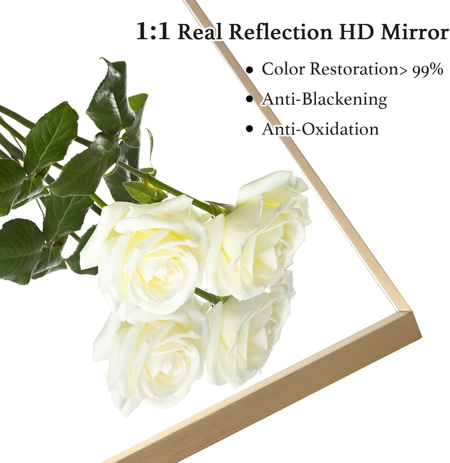 24x32 Inch Gold Bathroom Mirror - Copper-Free Mirror, Aluminum Alloy Frame Vanity Rectangle Wall Mounted Modern Mirror for Bedroom/Living Room/Porch Horizontal or Vertical