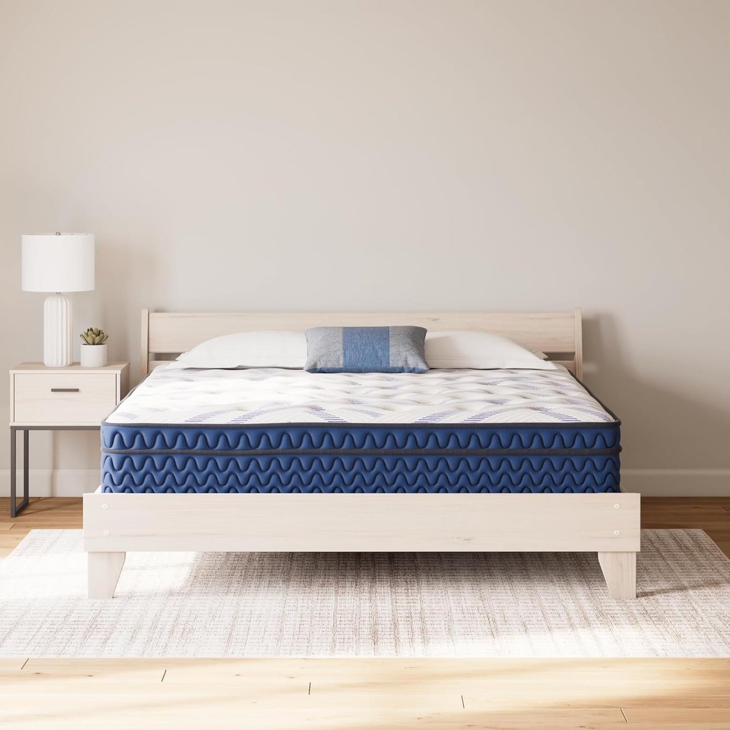Signature Design by Ashley King Size Stack 12 Inch Hybrid Medium Plush Cooling Gel Infused Memory Foam Mattress for Pressure Relief, Fiberglass Free, Mattress in A Box
