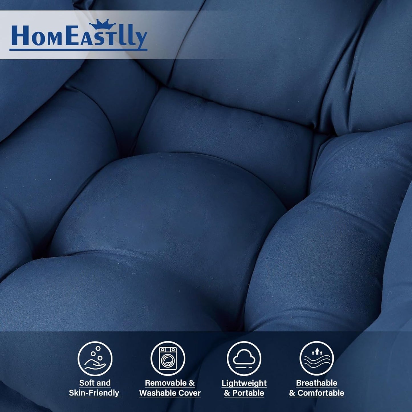 Large Lazy Chair with Ottoman, Accent Reading Chair with a Footrest, Cozy Lounge Armchair, Leisure Sofa Armchair for Living Room, Bedroom, Dorm Room, Office (Royal Blue)