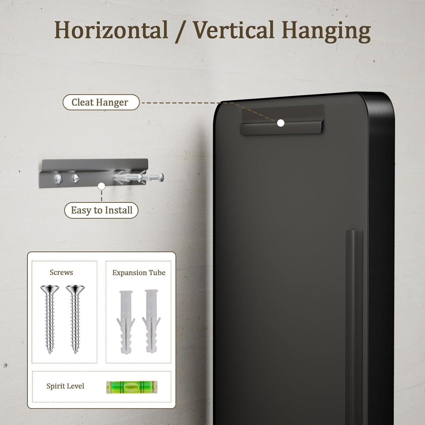 Bathroom Mirror 30x48 inch, Black Gorgeous Deep Frame Wall Mirror, Modern Round Corner Bathroom Vanity Mirror for Bedroom, Living Room, Hanging or Leaning Horizontal or Vertical, Black