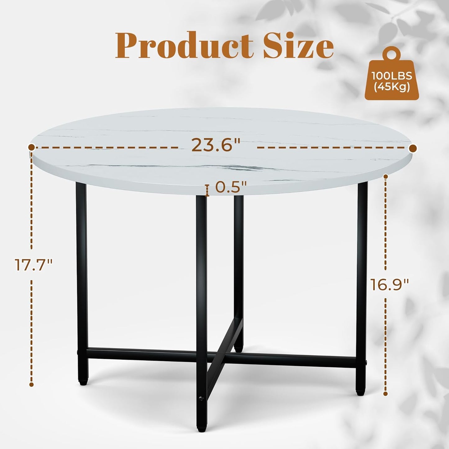 Round Coffee Table, Small Coffee Tables for Living Room, Low Wood Coffee Table with Metal Frame, Floor Table Desk for Sitting on The Floor, Home, Office, Rustic Brown (23.6" D x 17.7" H)