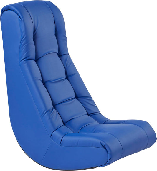 Factory Direct Partners Soft Tufted Floor Rocker - Cushioned Ground Chair for Kids Teens and Adults - Great for Reading, Gaming, Meditating, TV - Blue, 10488-BL