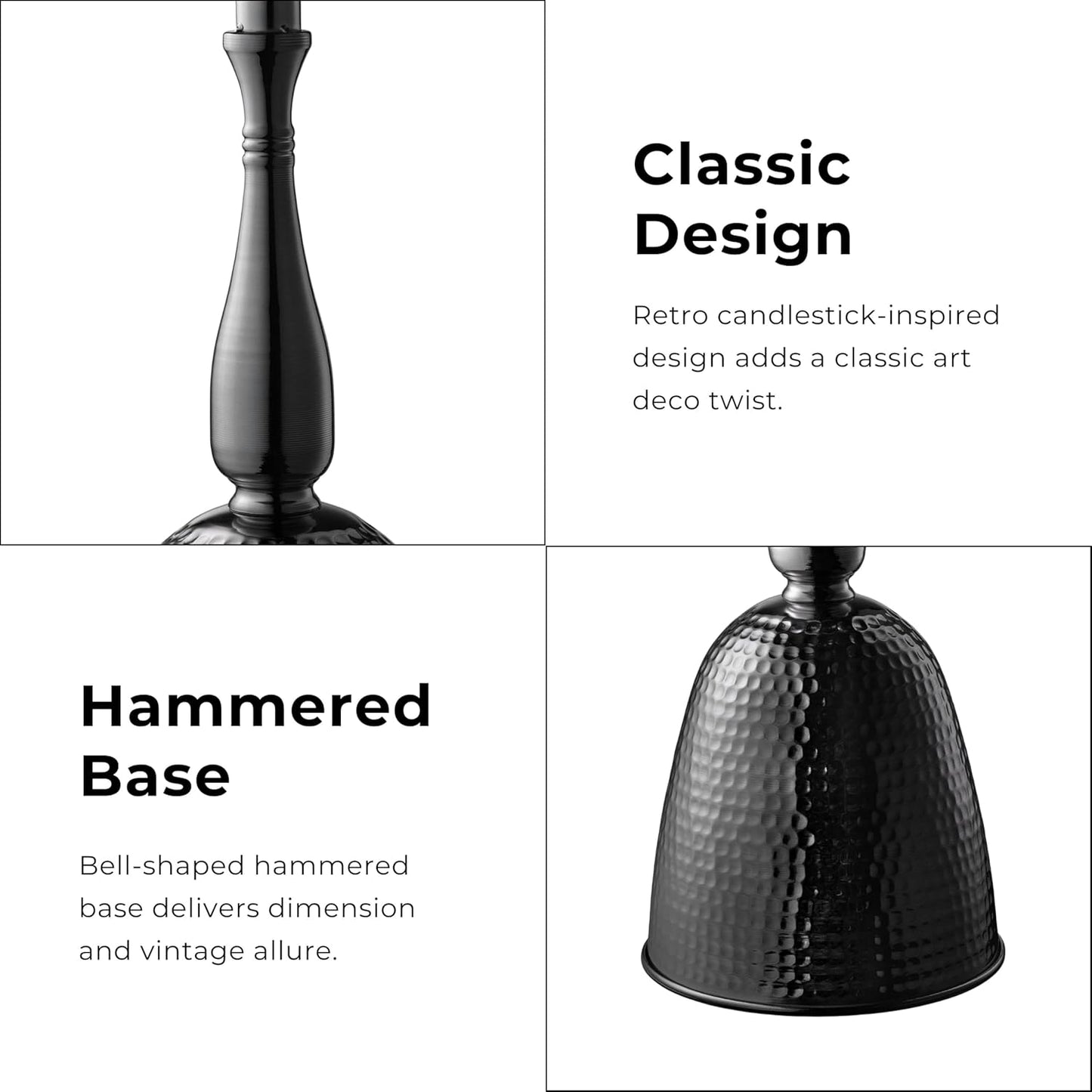 HOMES: Inside + Out Halric Modern 24" Tall Round End Table with Decorated Tabletop and Iron Metal Base, Accent Furniture, Elegant Pedestal Stand for Living Room, Home Office, Black with Faux Marble