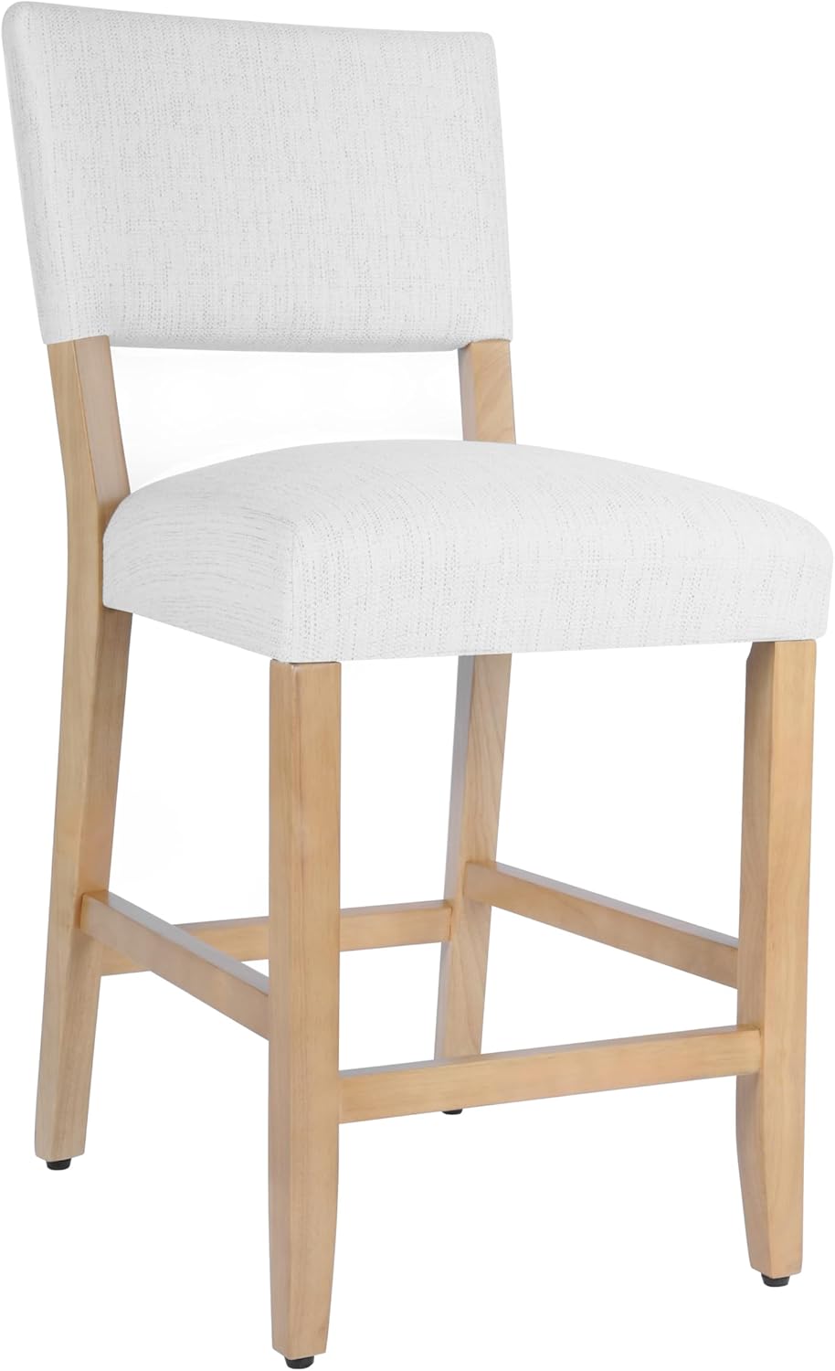 HomePop 24" Open Back Counter Stool Home Décor|Fabric Chairs for Dining Room, Kitchen and Living Room - Stain Resistant White Woven(Single Pack)