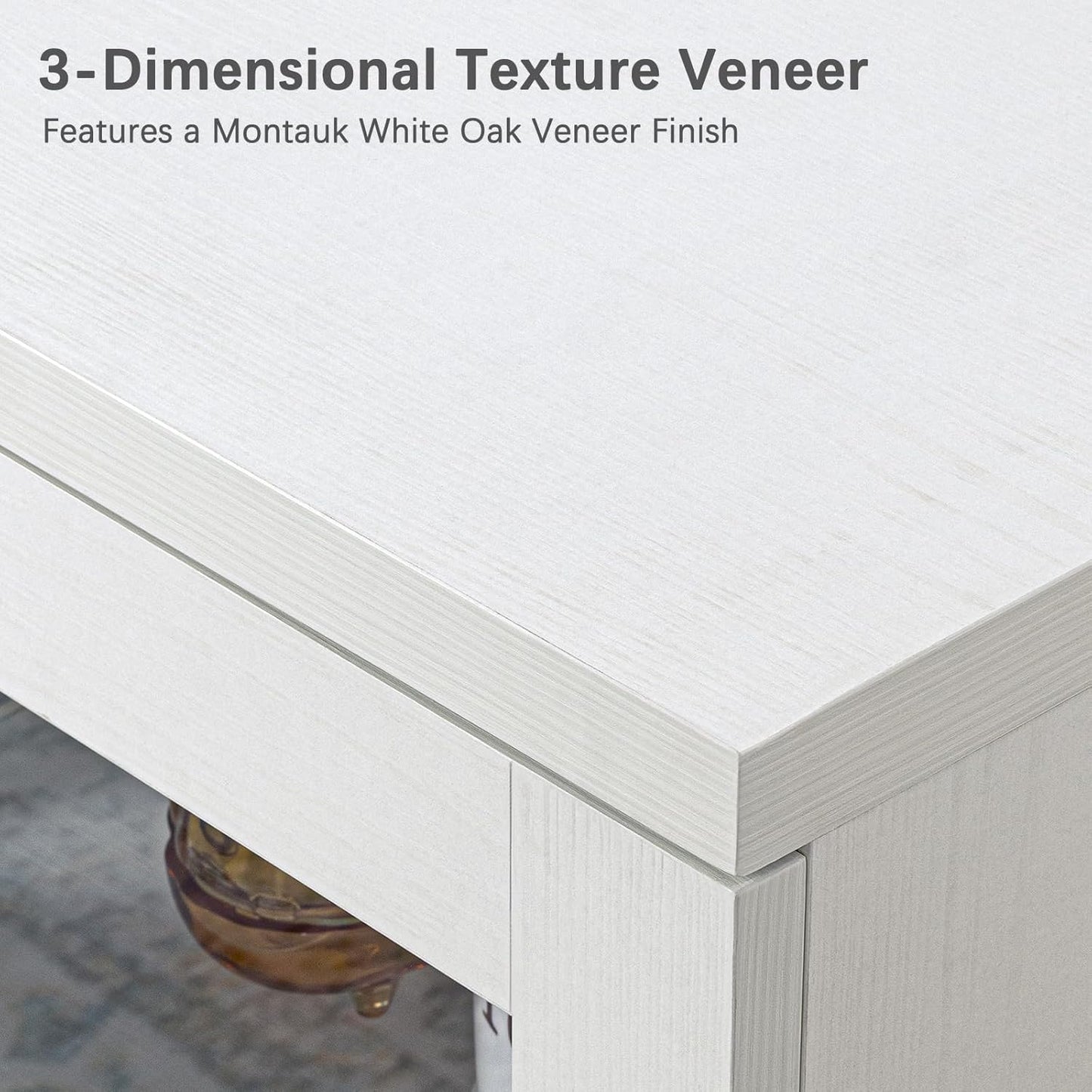 Buffet Cabinet with Storage, Sideboard Buffet with Glass Doors, Cupboard Console Table Accent Cabinet for Hallway, Entry, Kitchen, Living Room, Dining Room, Montauk White