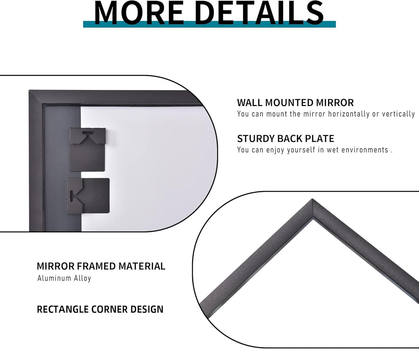 Black Bathroom Mirror for Wall, 30x40 Inch Rectangle Mirrors with Metal Frame, Modern Vanity Wall Mirror Decor for Entryway Hangs, Bathroom, Living Room Horizontal or Vertical