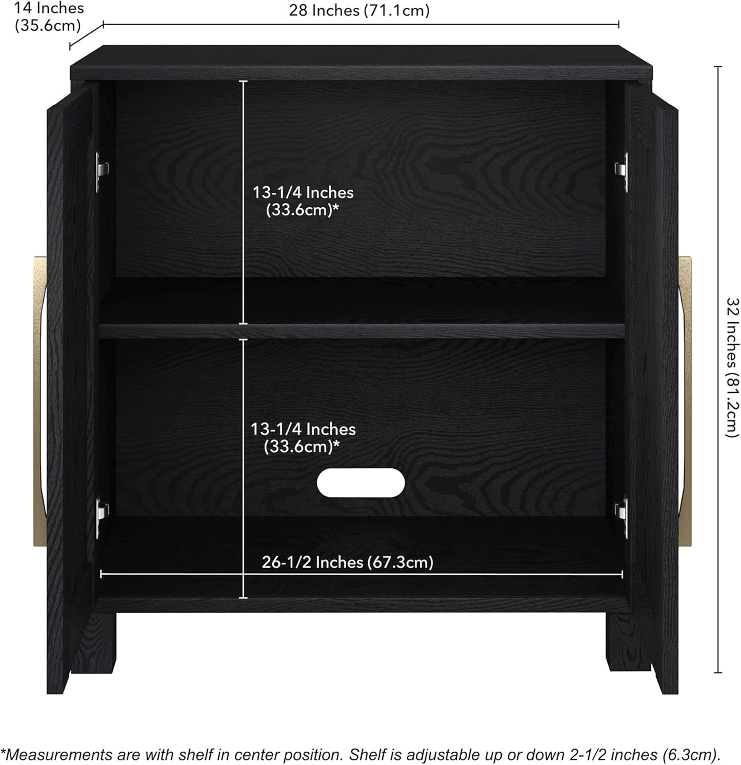 Henn&Hart 28" Wide Rectangular Accent Cabinet in Natural Black, for Home, Living Room, Bedroom, Entertainment Room, Office.