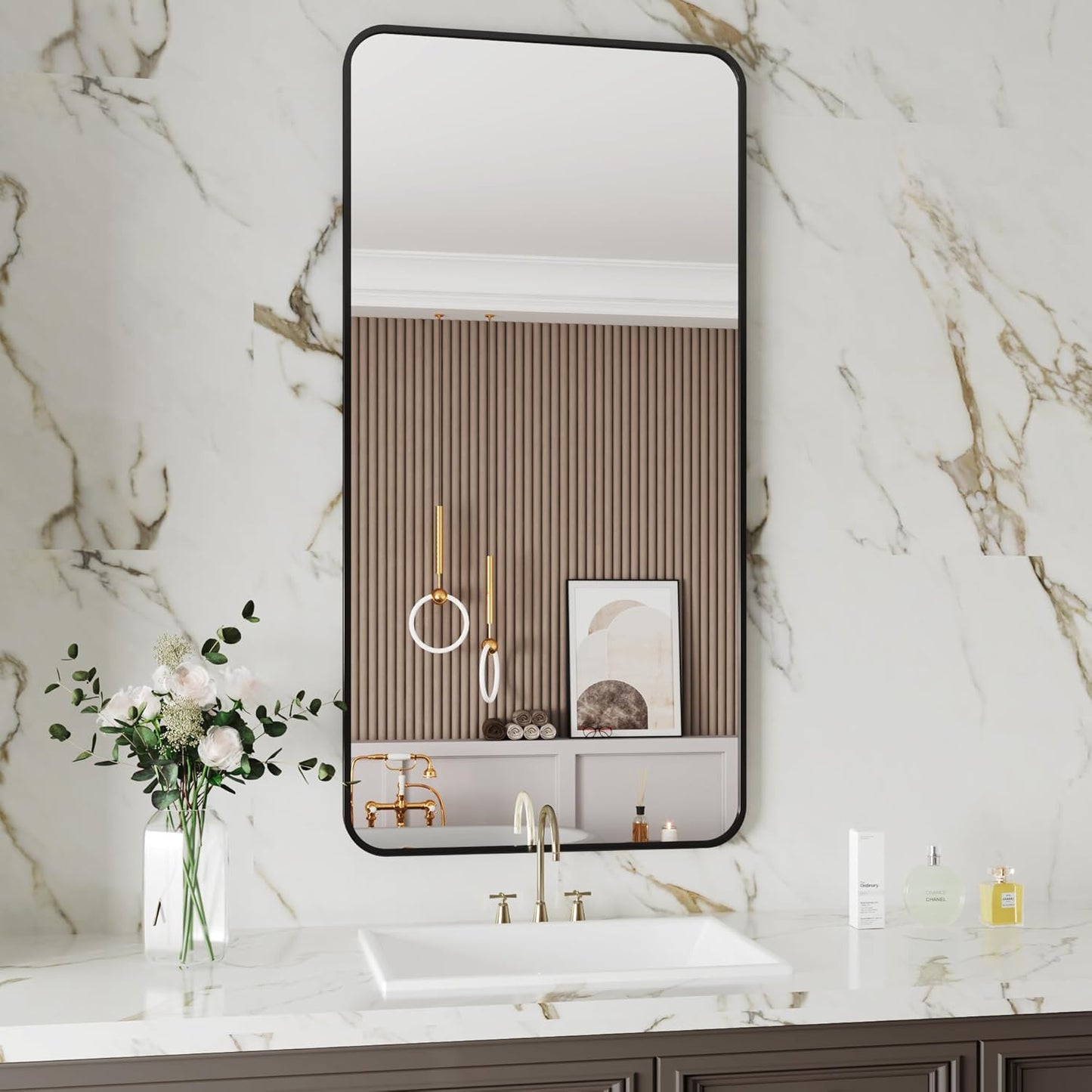 Black Bathroom Mirror 30x60,Black Vanity Mirror,espejos para baños,Mirrors for Bathroom Sink,Bathroom Mirrors for Vanity,Restroom Mirror