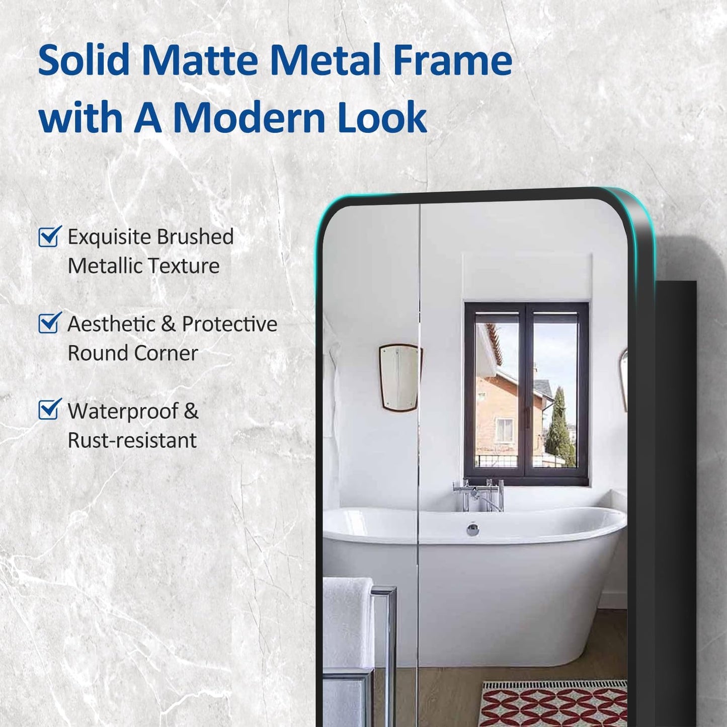 24x30 Inch Bathroom Medicine Cabinet with Mirror Black Metal Framed Farmhouse Recessed or Surface Wall Mounted Black Medicine Cabinets for Bathroom