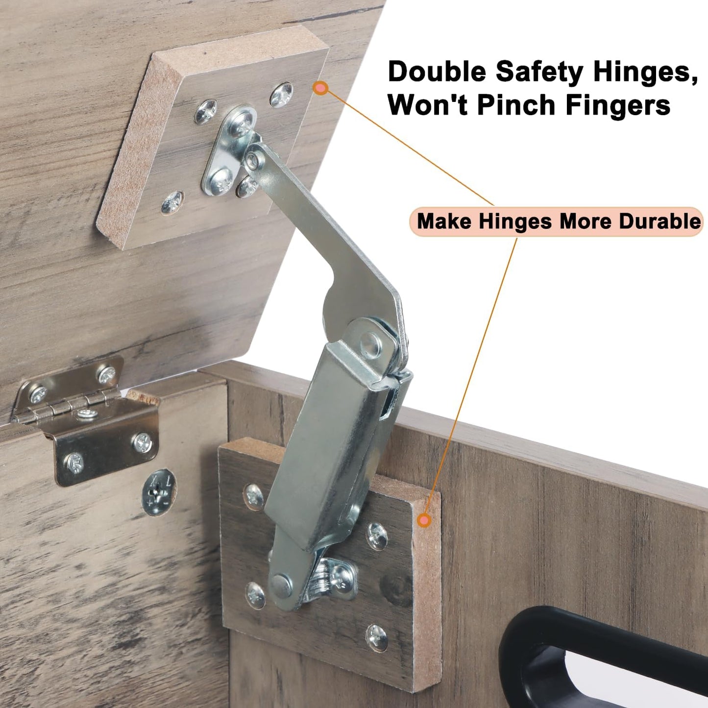 39.4" Storage Chest, Wooden Storage Bench, Large Storage Trunk with 2 Safety Hinges, Entryway Shoes Bench for Living Room, Bedroom, Grey