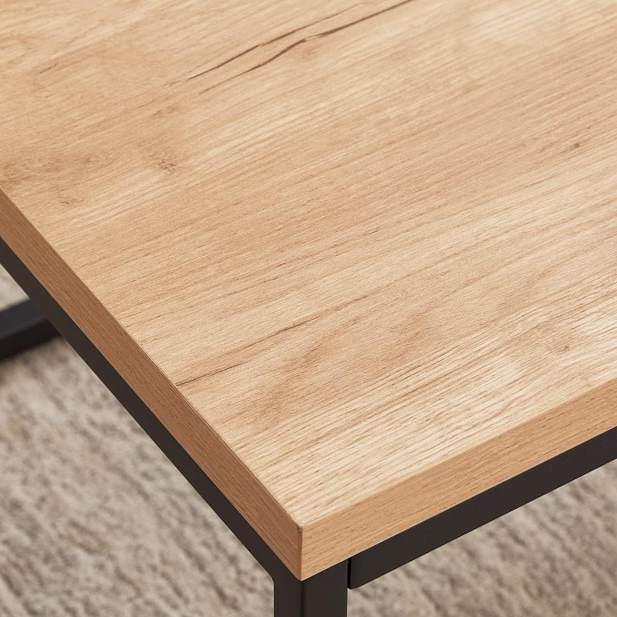 CENSI 18-Inch Natural Oak Accent End Table/Side Table for Living Room, Modern Industrial, Square, Metal and Wood (White Oak)