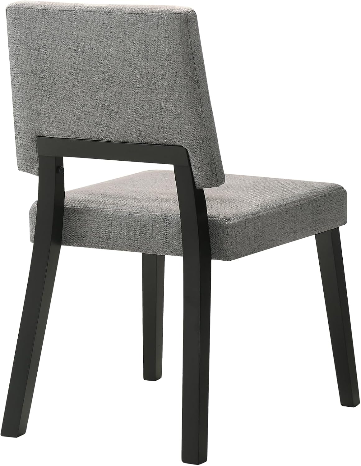 Armen Living Channell Mid Century Modern 6 Piece Black Wood Dining Table Set with Bench in Charcoal Fabric