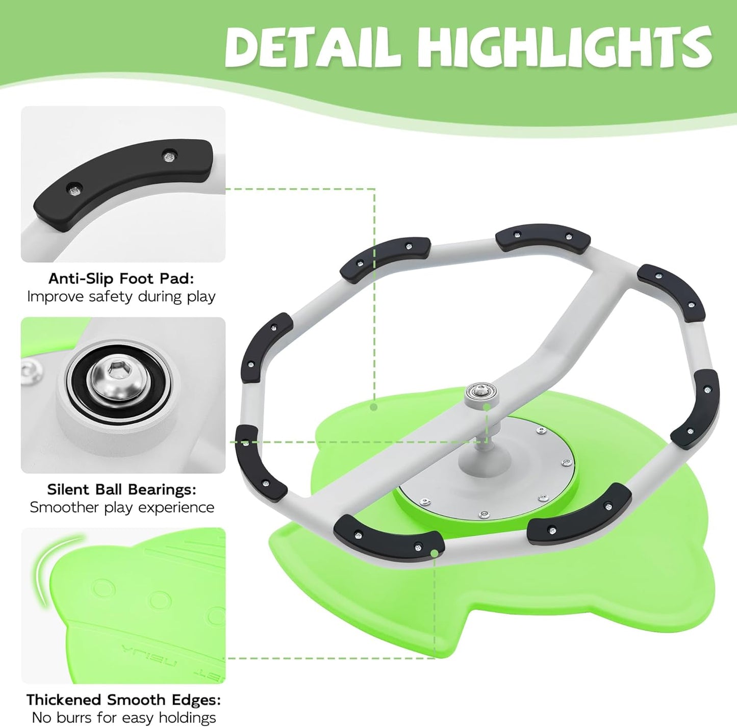 Spinning Chair for Autistic Kids, Non-Slip Sensory Spinning Chair, Sit and Spin Autism Toys Training Body Coordination (Green)