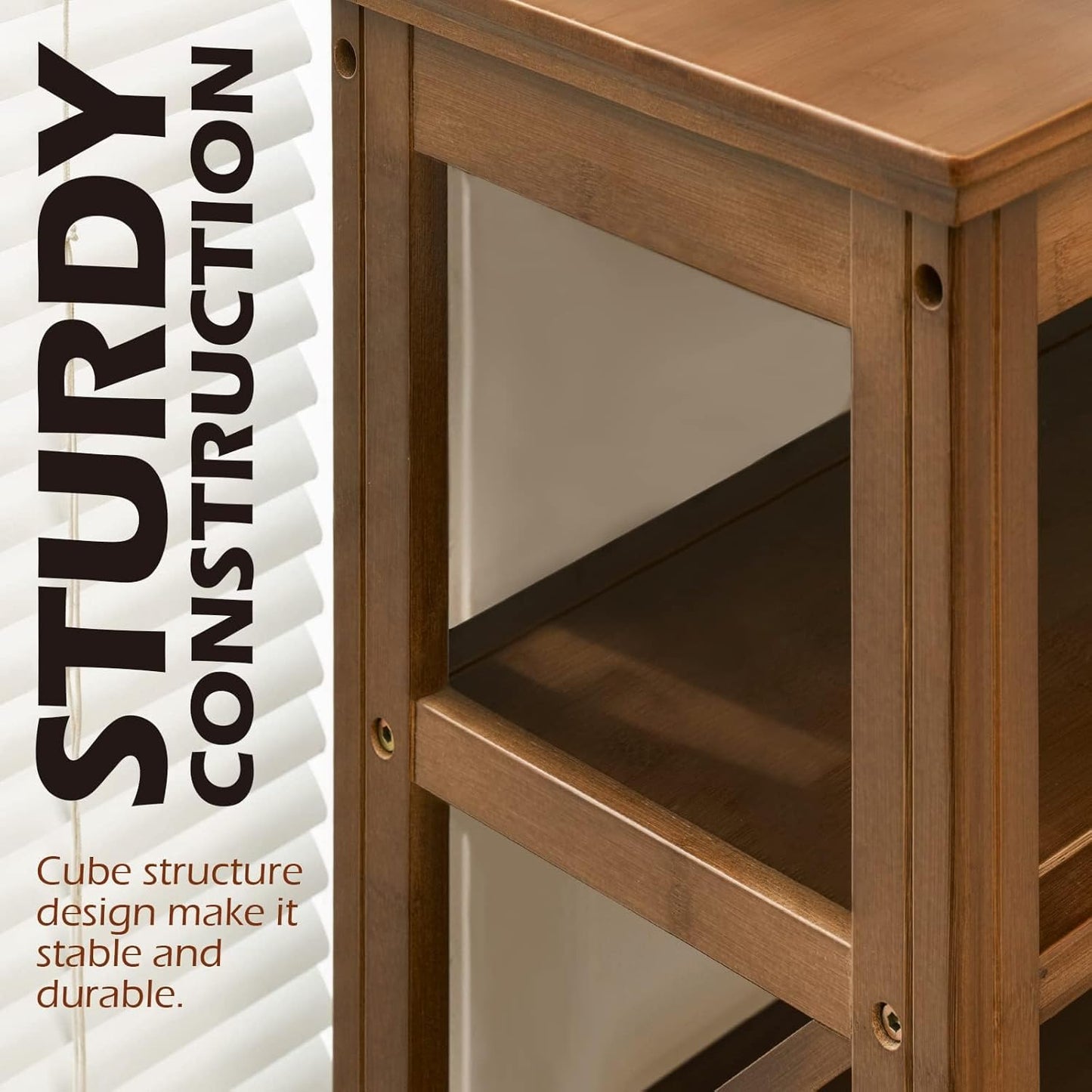 Bamworld Shoe Rack 5 Tier Wooden Storage Benches Wood Free Standing Shoe Shelf for Entryway Hallway (Brown,31.5")