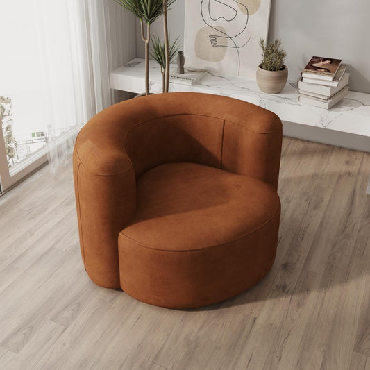 Acanva Luxury Modern Tight Curved Back Velvet Sofa, Minimalist Style Comfy Couch for Living Room Apartment Reception Space, Tangerine Single Chair