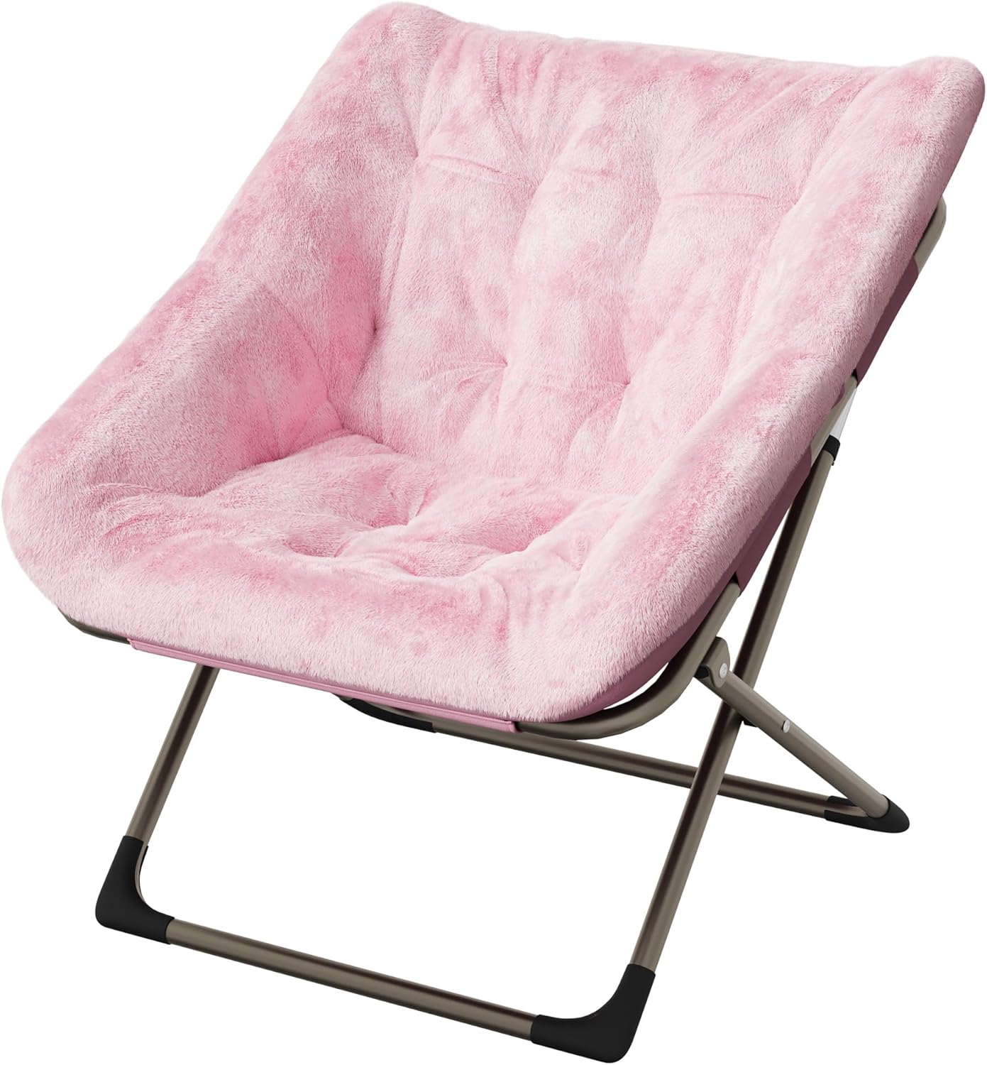 Comfy Chair for Adults, Foldable Living Room Chairs, Soft Faux Fur Folding Lounge for Bedroom Living Room Dorm Rooms, Flexible Reading Chair for Teens (1, Pink, Extra Large)