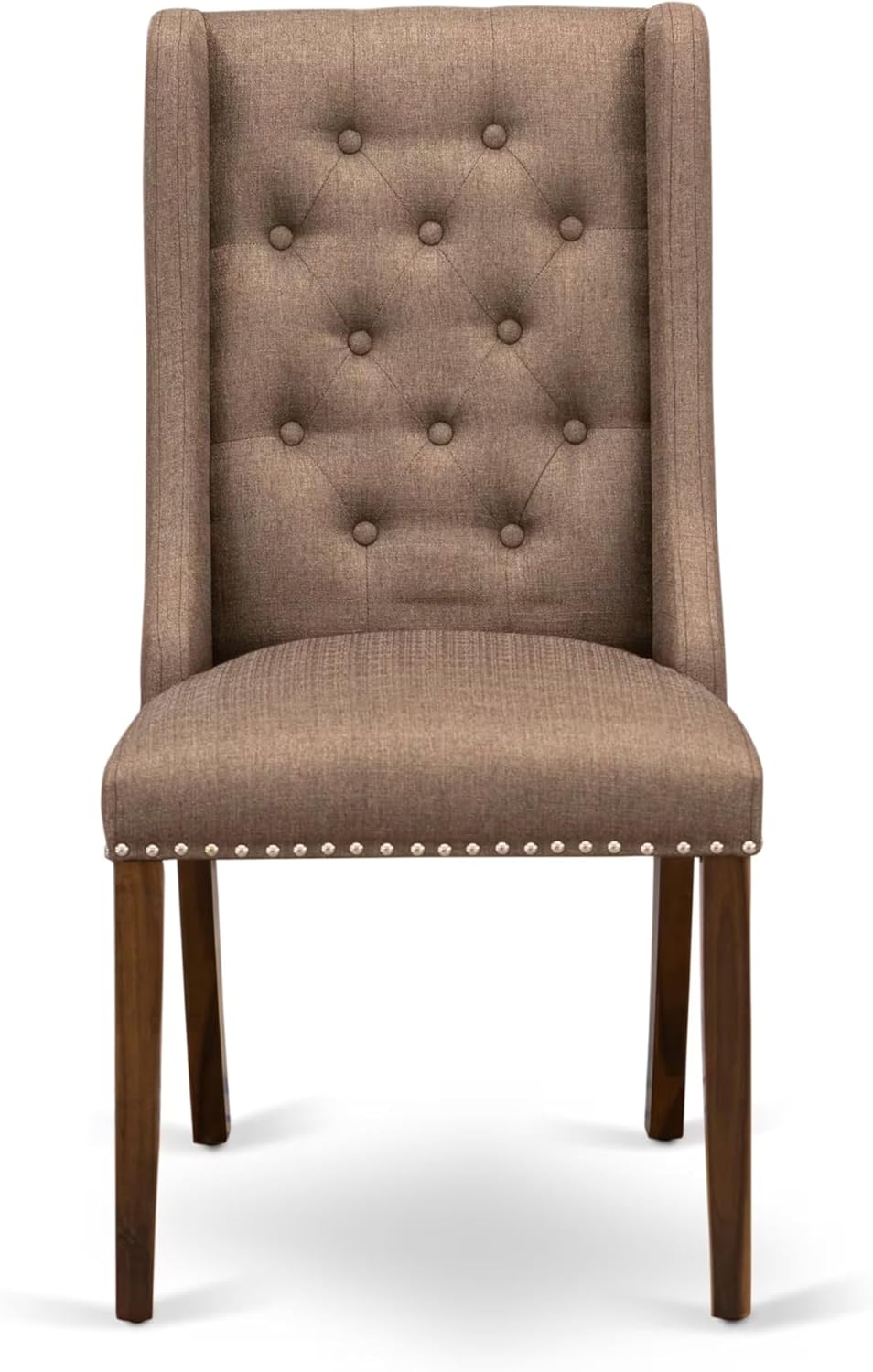 I3FO5-50N-18 - 5-Pc Mid Century Dining Set Consist of A Mid Century Table and 4 Brown Polyester Fabric Chairs with Button Tufted Back, Antique Walnut