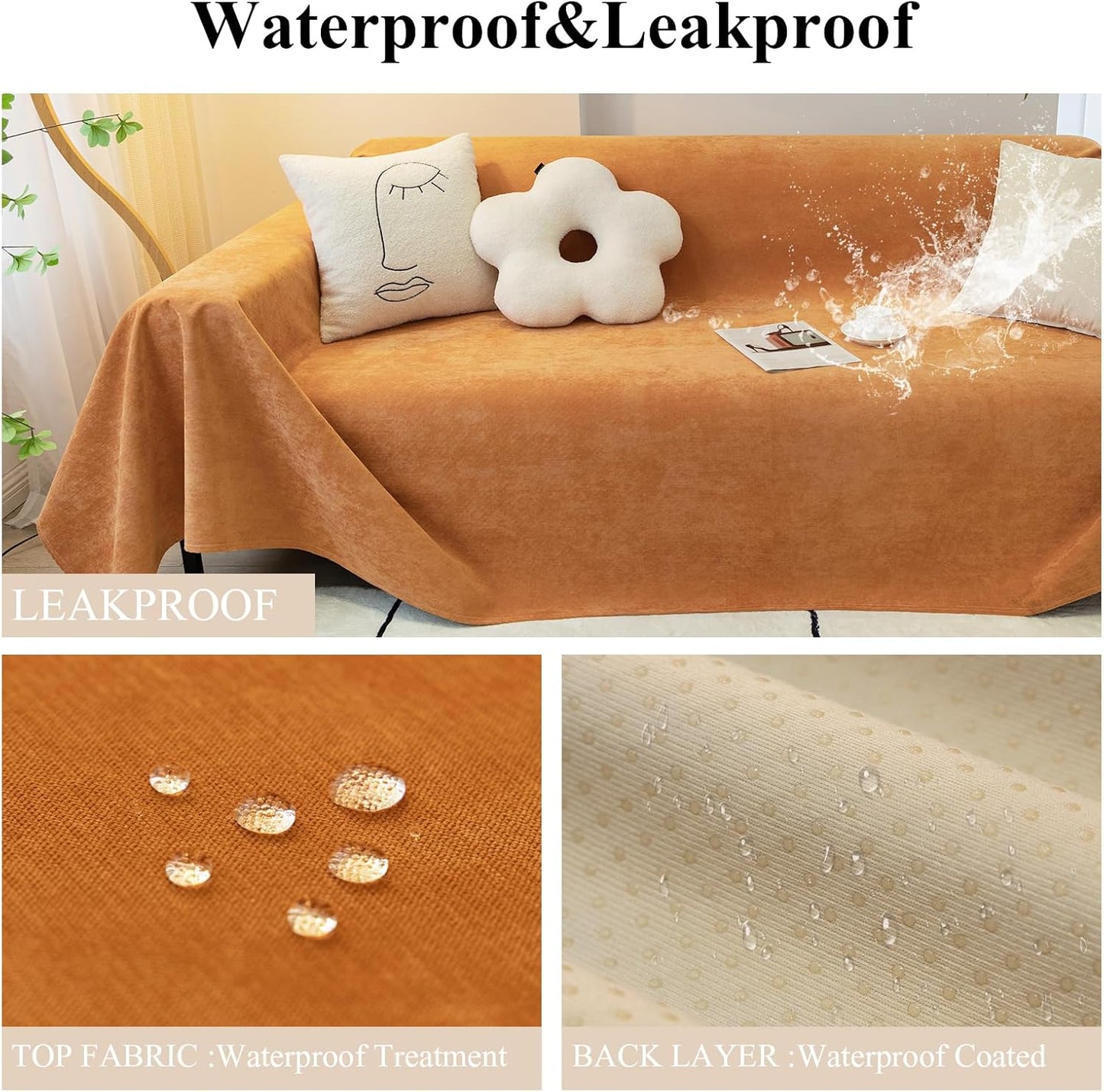 STACYPIK Orange Dogs Sofa Cover Waterproof, Non Slip Couch Cover for Sectional, Anti-Scratch Furniture Protector for 2 Cushion Couch, Loveseat Cover for Pets, Outdoor Multi-use Sofa Slipcover-71X118I