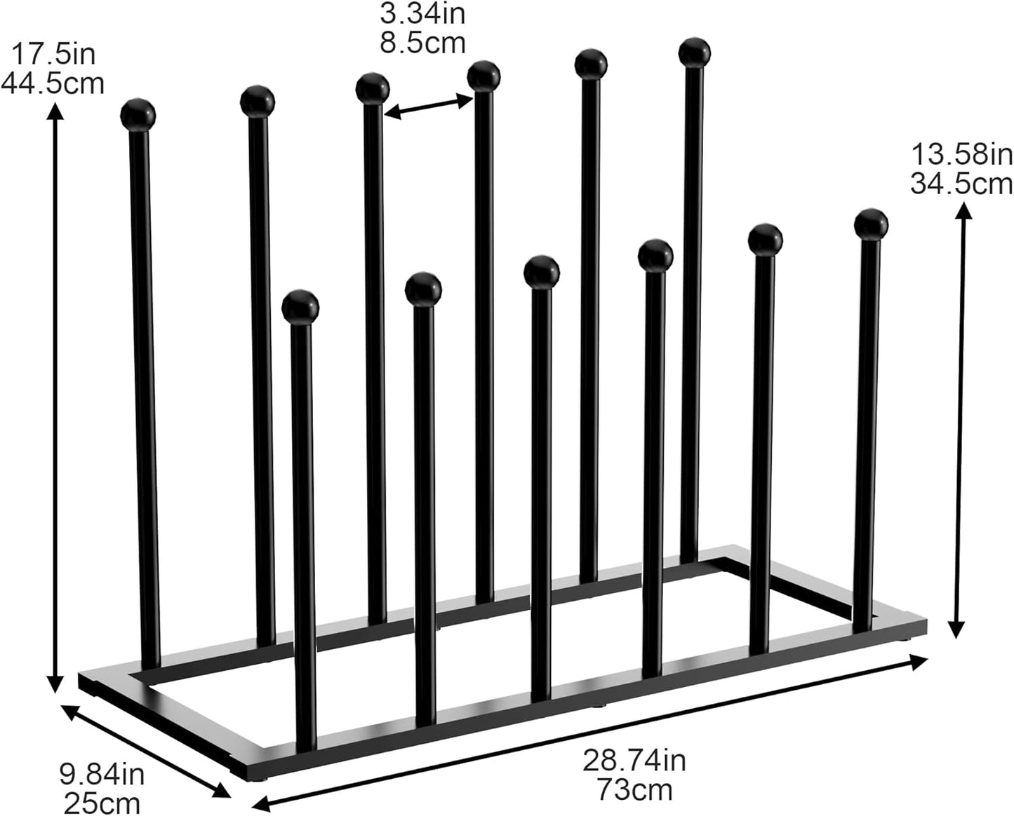 pickpiff Free Standing Shoe Racks - Black Metal Boot Rack for Dorm Room, Closet, Entryway, Bedroom, Patio Outdoor, Hallway, Black, Shoe Storage Fit for 6 Pairs