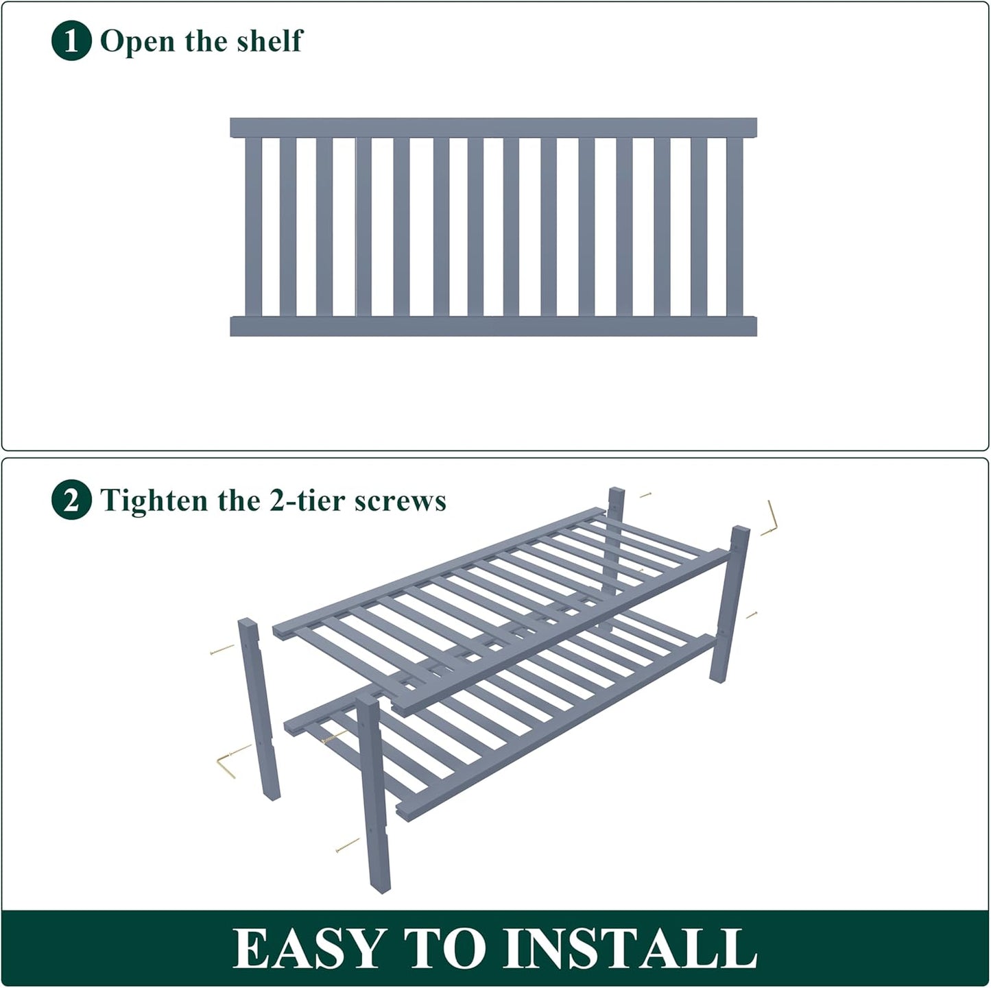 Smiry Shoe Rack, 2 Tier Thick Bamboo Shoe Organizer, Stackable Free Standing Wooden Shoe Storage Shelf for Closet, Entryway, Front Door Entrance, Grey