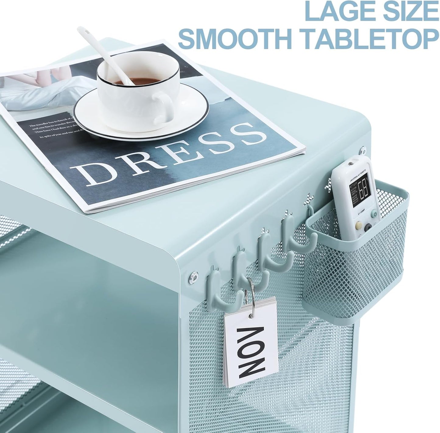 Kids Nightstand,Kids Bedside Table,Teen Girls Night Stand,Toddler Night Stand,End Table for Girls Room Storage,Mint Green Nightstand