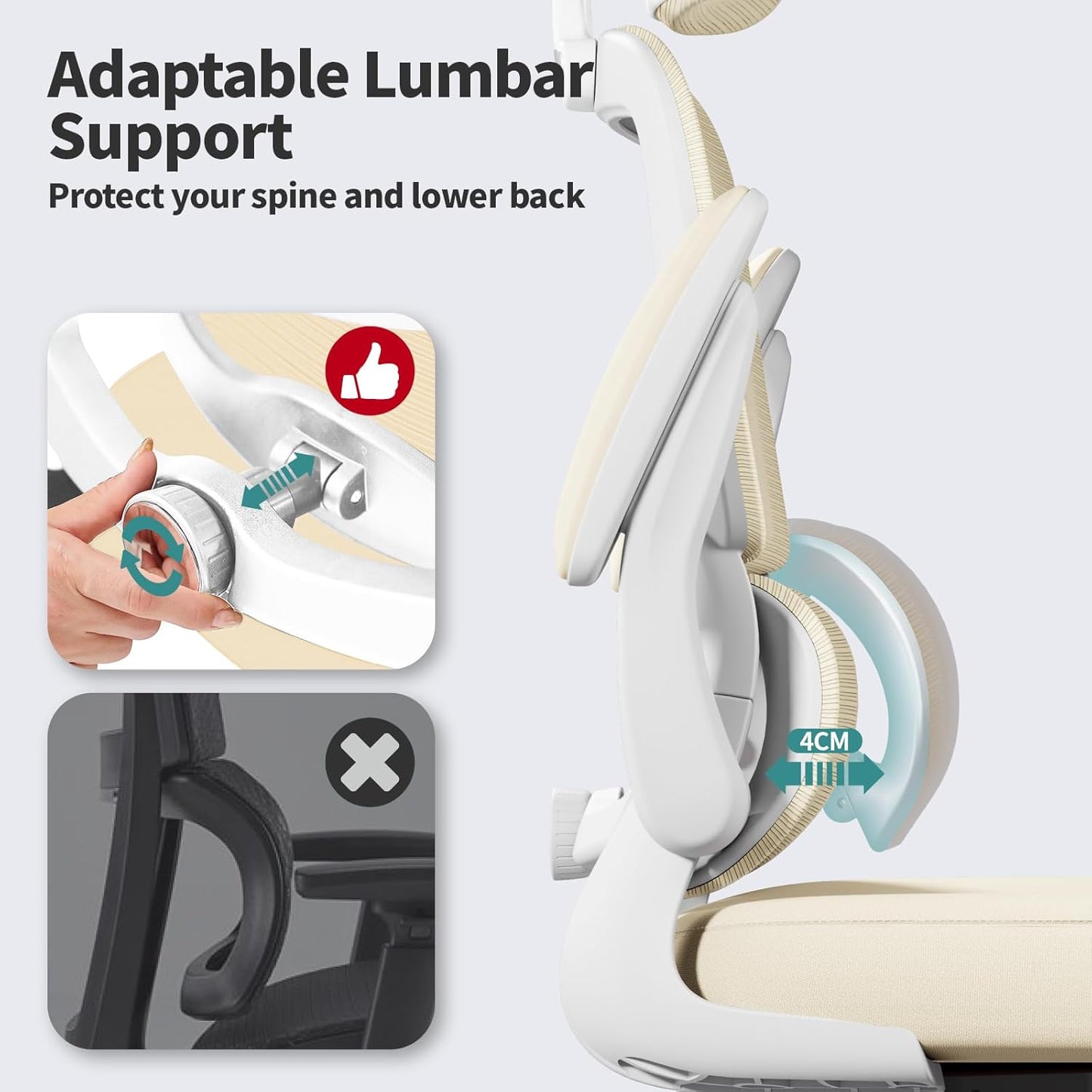 TRALT Office Chair Ergonomic Desk Chair, 330 LBS Home Mesh Office Desk Chairs with Wheels, Comfortable Gaming Chair, High Back Office Chair for Long Hours (Beige)