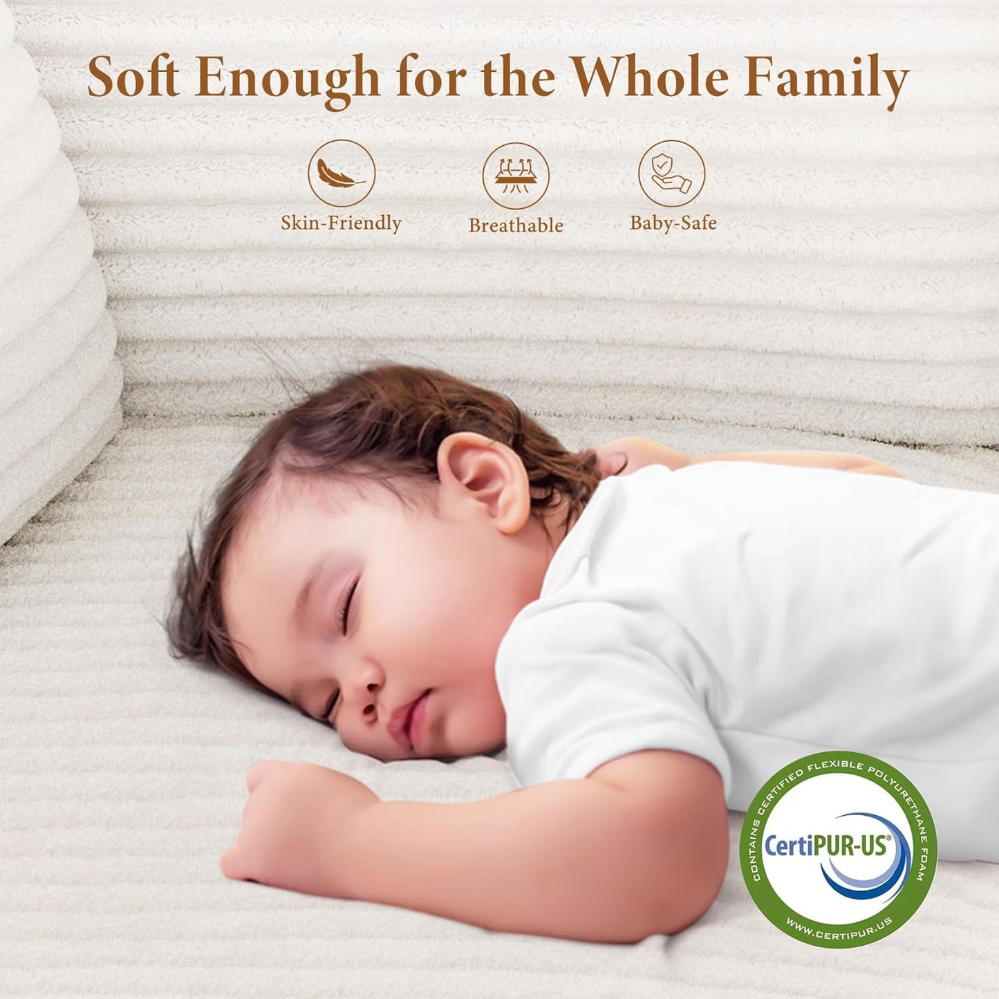 Vesgantti 106" Boneless Couch with Chaise, Deep Seat Comfy Cloud Modular Sofa Corduroy Memory Foam Sectional Couches for Living Room Bedroom, No Assembly Required (Beige, Left-Facing Chaise)