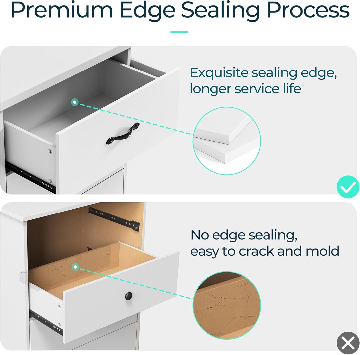 LINSY HOME White 8-Drawer Dresser - Modern Bedroom Chest with Wide Drawers, Wood Storage Organizer for Bedroom or Living Room