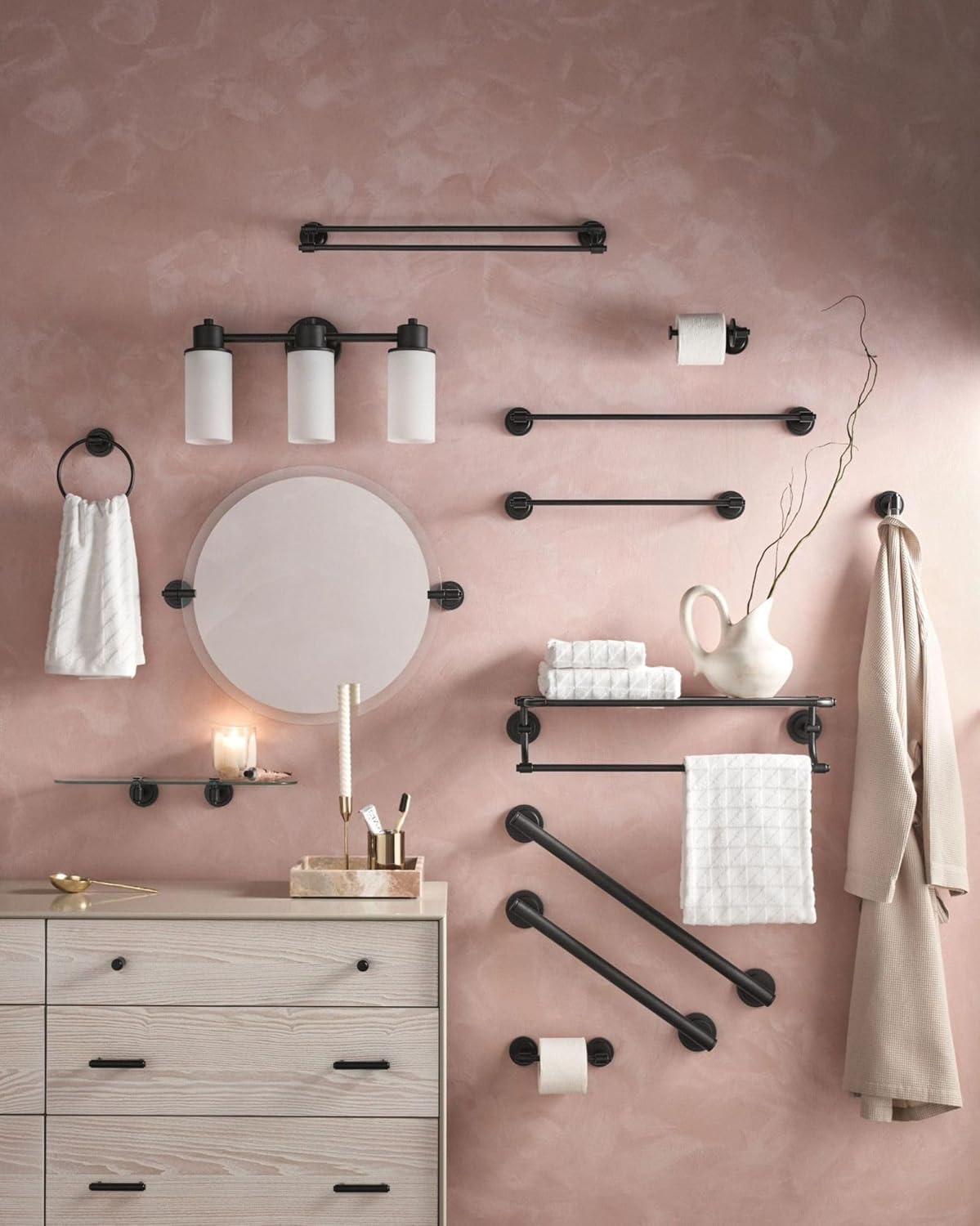 Moen DN0792BL Iso 22-Inch x 22-Inch Frameless Pivoting Bathroom Tilting Mirror, Matte Black