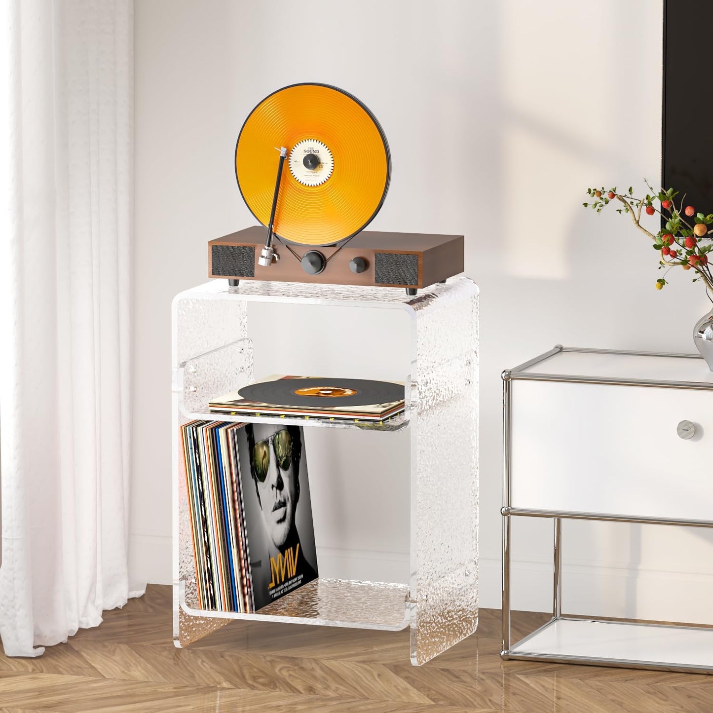 Clear Acrylic 3-Tier End Table/Nightstand – Sleek Bedside Storage with Durable Design, Perfect for Bedrooms, Living Rooms, or Modern Interiors – Ideal as a Bedside Table or Sofa Side Piece