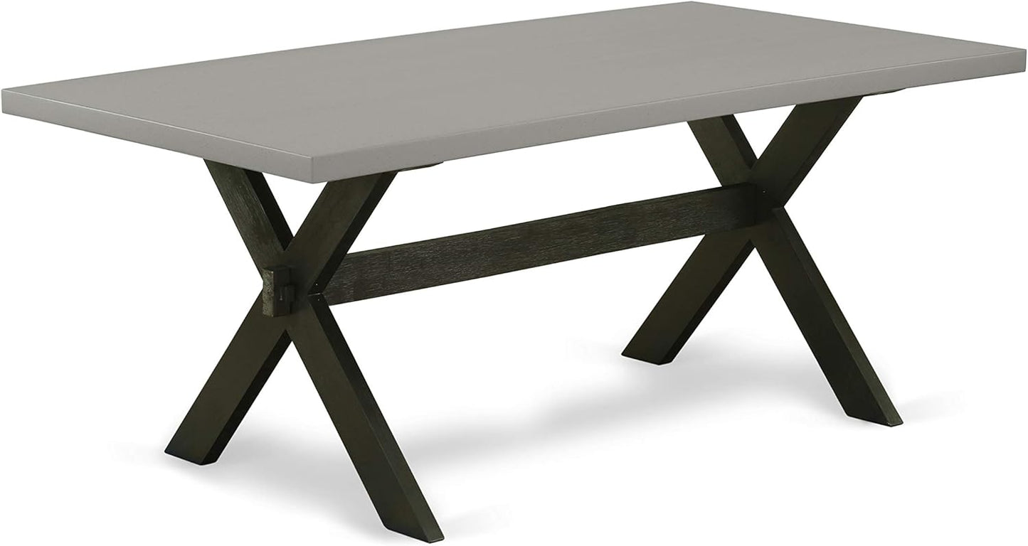 East West Furniture X697EL635-5 5 Piece Dining Set Includes a Rectangle Dining Room Table with X-Legs and 4 Doeskin Linen Fabric Upholstered Parson Chairs, 40x72 Inch, Multi-Color