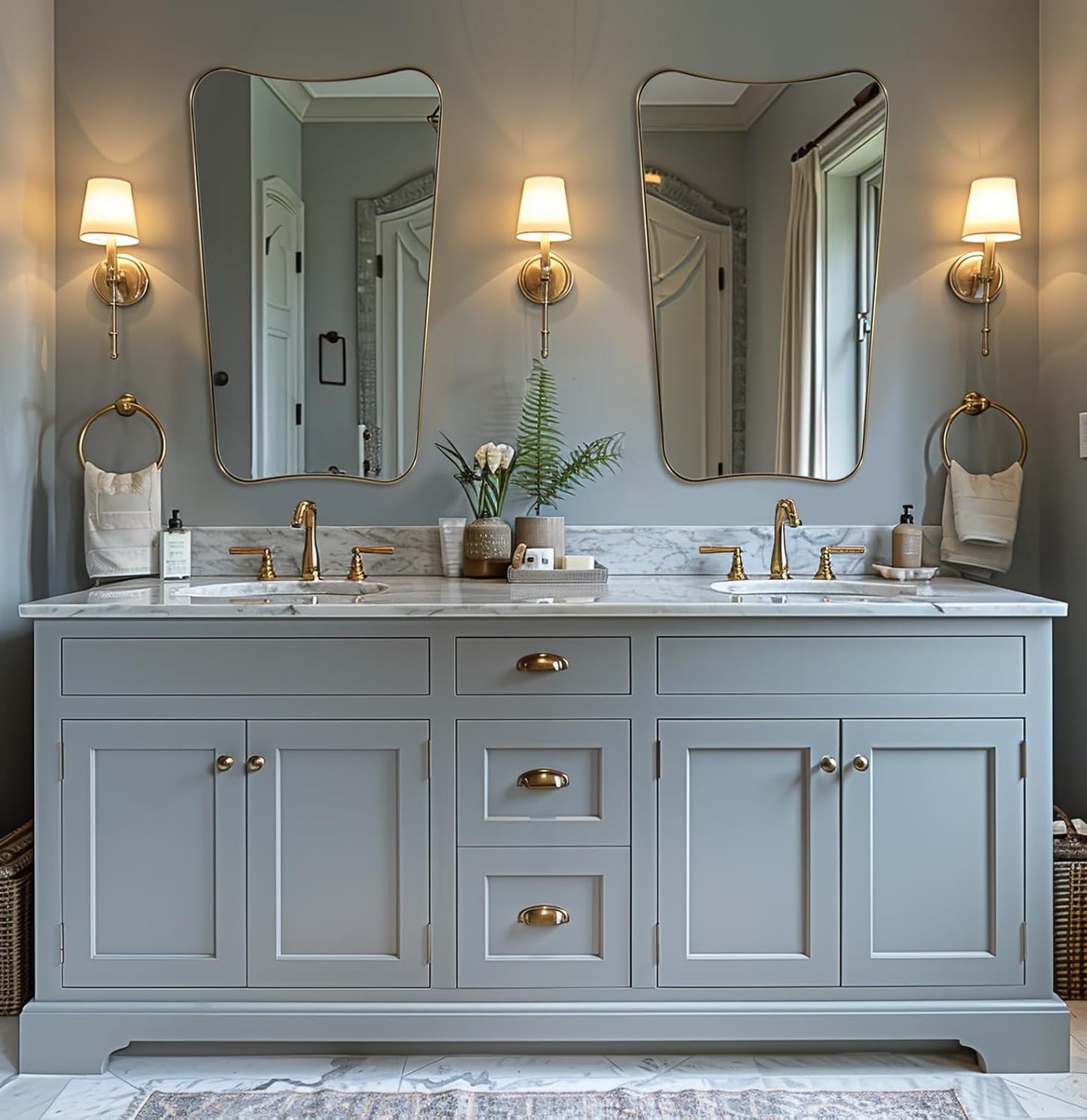 ANDY STAR 24x40 Inch Mirror, Brushed Gold Bathroom Mirror for Over Sink, Large Decorative Wall Mirror with Stainless Steel Frame, Anti-Rust, Italian Luxury Style Home Decor