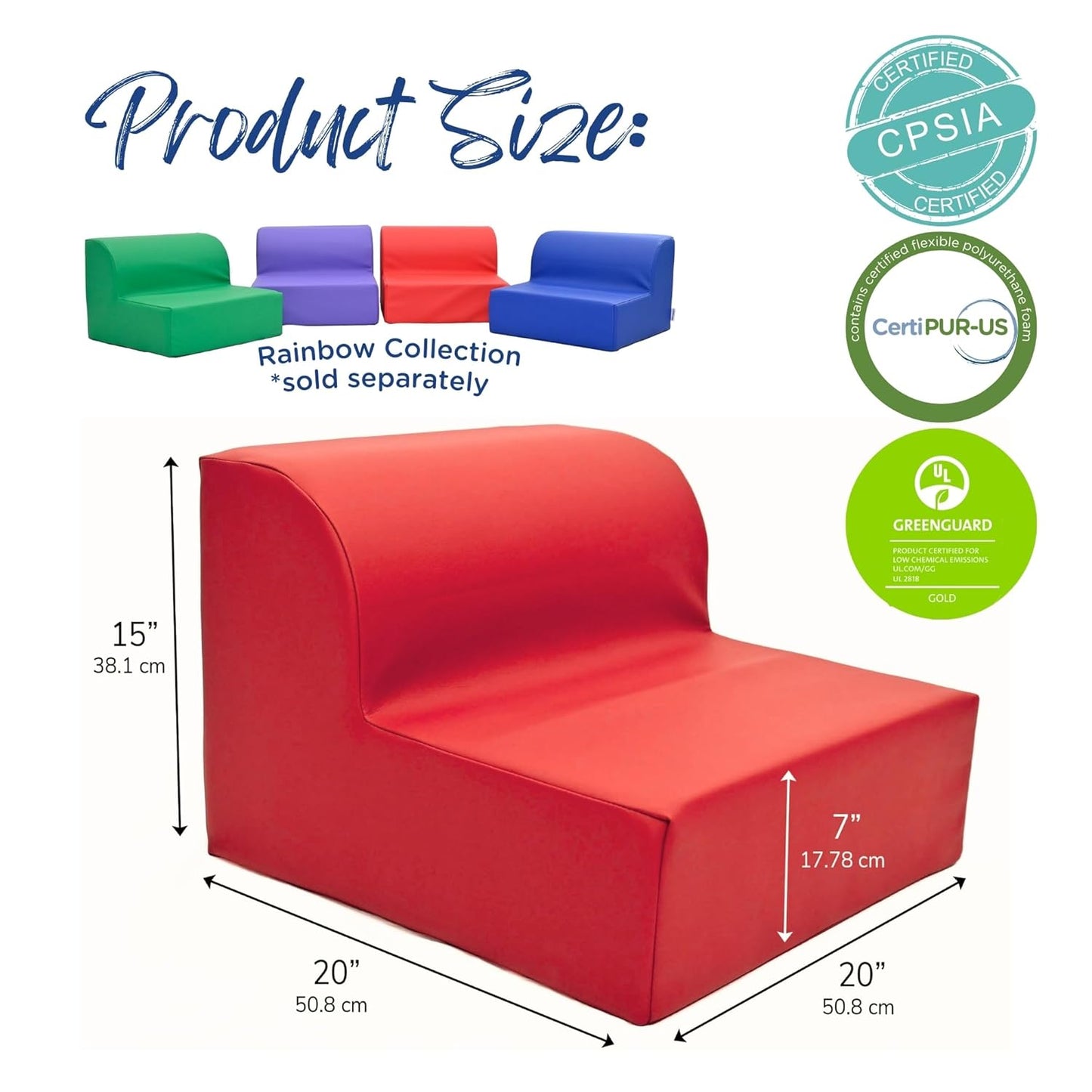 Children's Factory Library Lounger, Flexible Seating Classroom Furniture, Comfy Kids Chairs, Red, Single Lounger