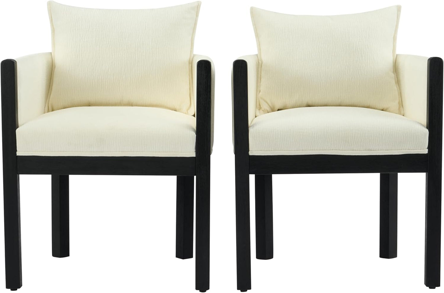 Christopher Knight Home Lucid Linen Upholstered Dining Chairs Set of 2, Rubber Wood Dining Room Chairs, Modern Armchair, Extra Seating for Dining Room, Versatile Indoor Furniture, White + Black