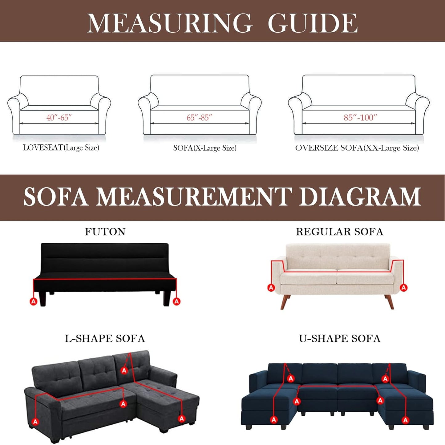 HANDONTIME Brown Sofa Covers Simple Couch Cover for Pet White Floral Couch Cushion Covers for L Shape Chocolate Sofa Throw Cover Sectional Couch Covers for Living Room Machine Washable, 71" X134"