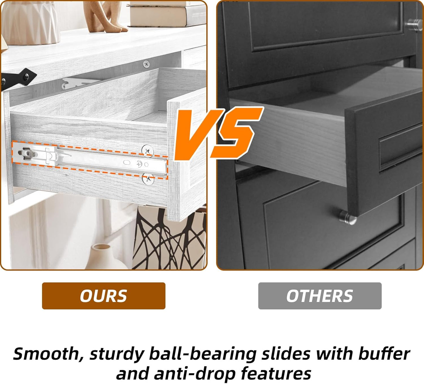 HOMBAZAAR Entryway Table,Rustic Console Table with 2 Drawers, Industrial Console Tables with Storage for Entryway, Hallway, Living Room,White,47 Inch