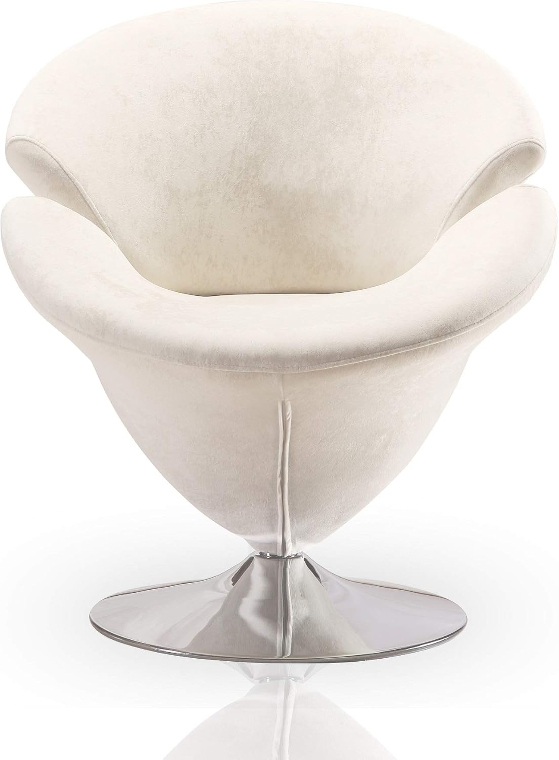 Manhattan Comfort Tulip Swivel Accent Chair Set of 2 with 360° Turn, Modern Flower Inspired Design, Soft Velvet Upholstery, Polished Chrome Base, No Assembly Required, 300 Lbs Capacity, White