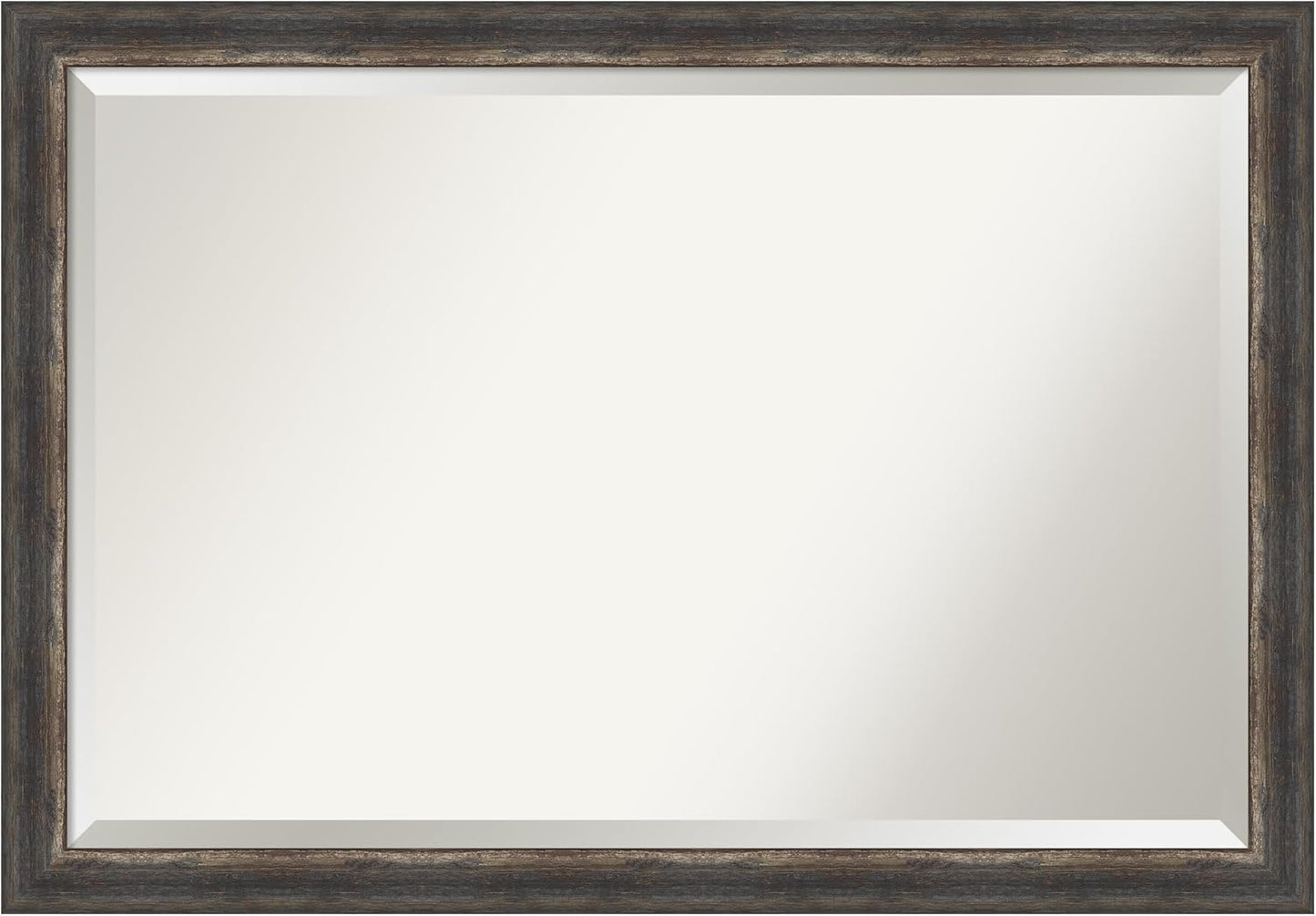 Amanti Art Brown Wall Mirror 28x40 Bark Rustic Char Narrow Rectangle Bathroom Mirror for Wall Decor Living Room, Large Rustic Farmhouse Frame, Hangs Horizonally and Vertically, Bathroom Decor, Beveled