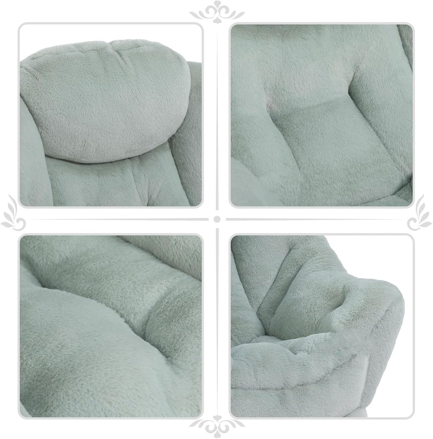 HollyHOME Fabric Lazy Chair with Foldable Ottoman, Accent Comfy Lounge Arm Chair and Folding Footrest Stool Set, Leisure Sofa Reading Chair and Footstool for Living Room, Bedroom, Dorm, Pea Green