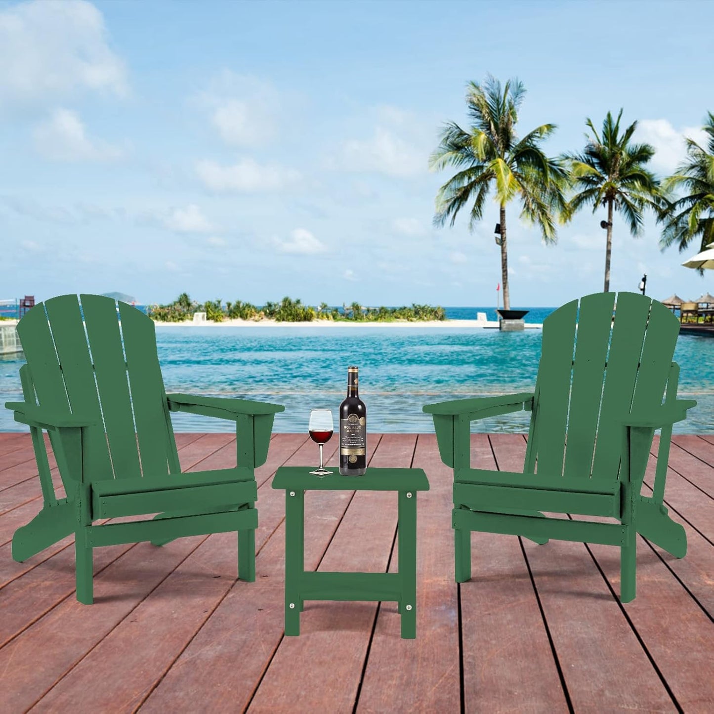 Adirondack Outdoor Side Table, 2-Tier Sturdy Patio End Table Weather Resistant, 16.5" Solid Side Table for Patio, Pool, Porch