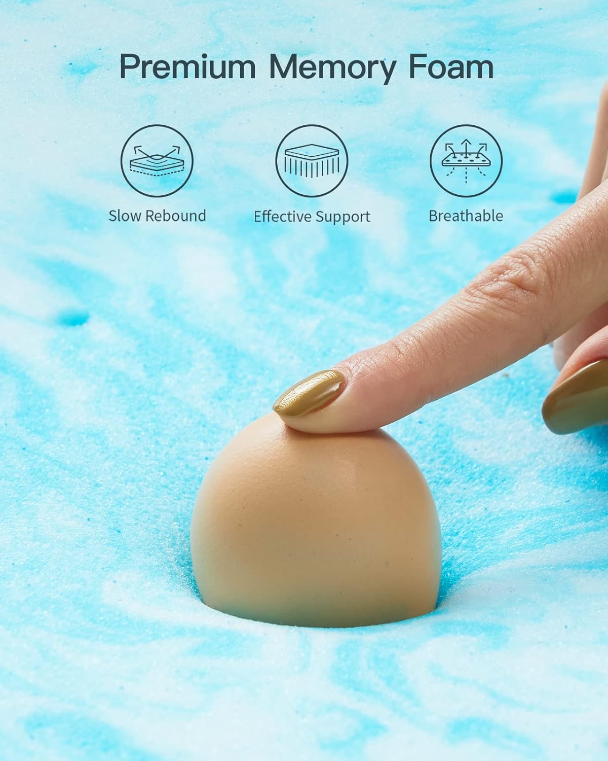 PERLECARE 4 Inch Full Memory Foam Mattress Topper, Cooling Gel Infused Mattress Pad, Ventilated Bed Topper for Pressure Relief, CertiPUR-US Certified, Blue