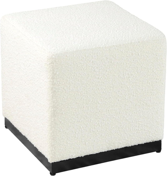 HomePop Cube Ottoman Home Décor |Square Ottoman - Cream Boucle