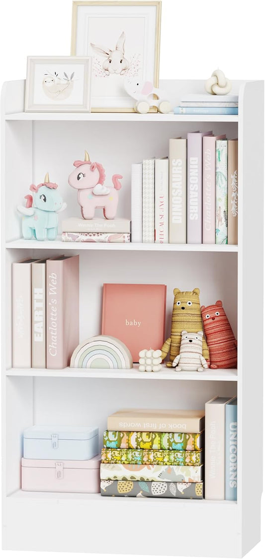 Lkeiyay Montessori Toy Shelf, 4-Tier Kids Storage Organizer,Kid Book Shlef -Ideal for Playroom, Nursery (White)