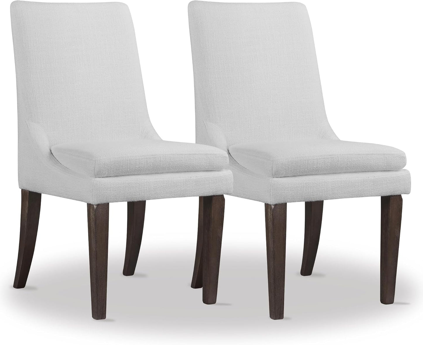 Upholstered Dining Chairs Modern Sidechair Performance Fabric High Back Armlesschair for Diningroom Kitchen,White,Set of 2(1 Box)