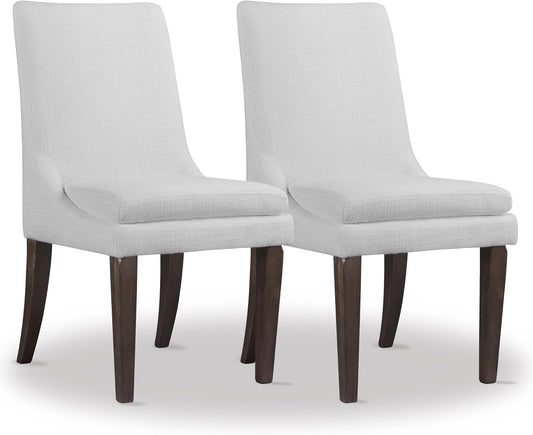 Upholstered Dining Chairs Modern Sidechair Performance Fabric High Back Armlesschair for Diningroom Kitchen,White,Set of 2(1 Box)