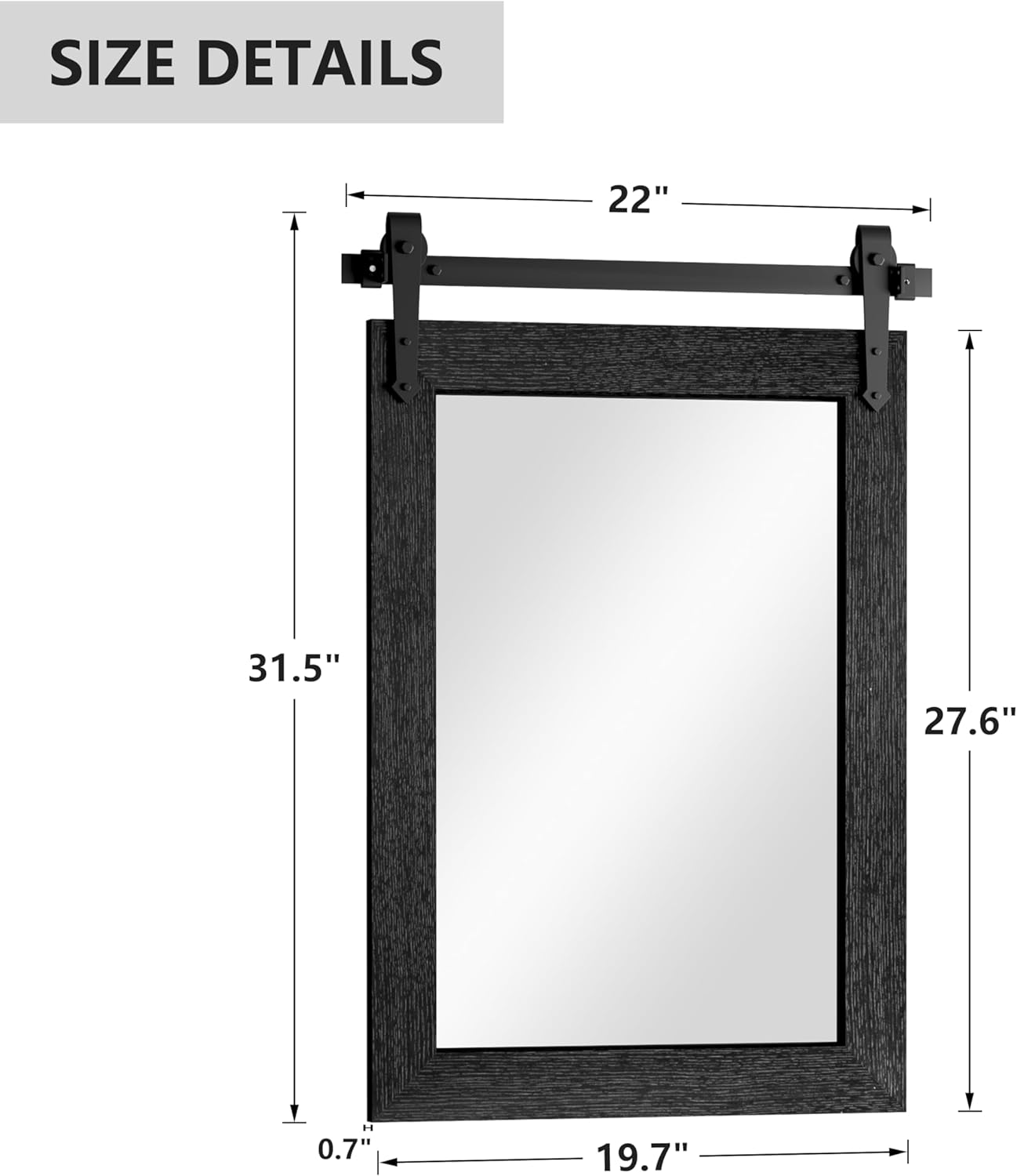 Farmhouse Bathroom Mirror for Over Sink 22”x32” Black, Rustic Western Barn Decor Bathroom Vanity Mirror, Wall Mirror for Bathroom, Living Room, Bedroom, Entryway