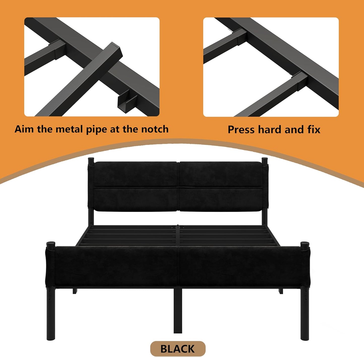 Metal Bed Frame,14Inch King Size Bed Frame with Storage Space,Heavy Duty Sturdy Mattress Foundation,Easy Assembly,No Box Spring Needed,King