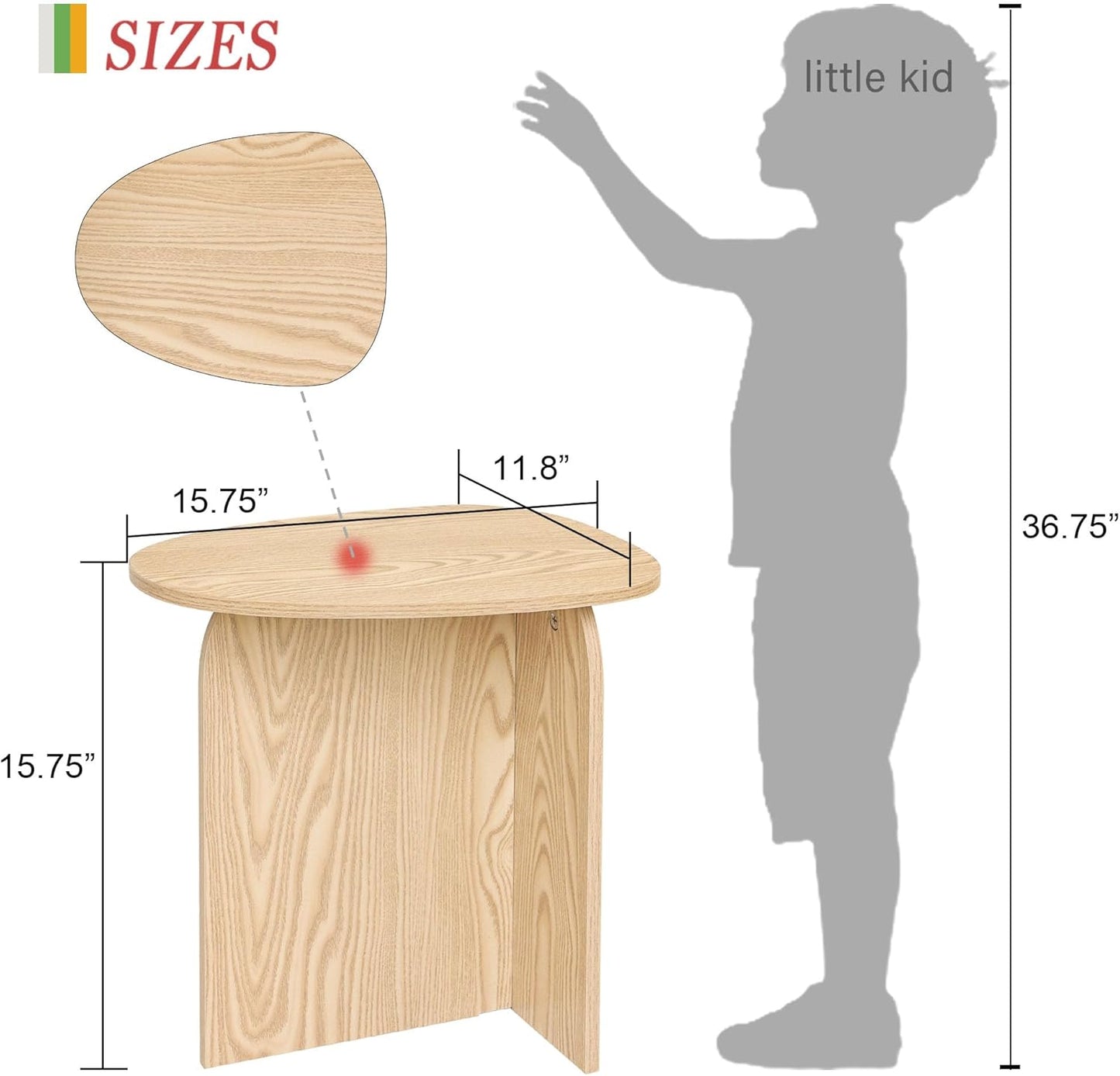 AWASEN Small Side Table, Mini End Table Living Room, Modern Accent Table with Unique Tabletop, Short Bedside Table for Small Spaces, Natural