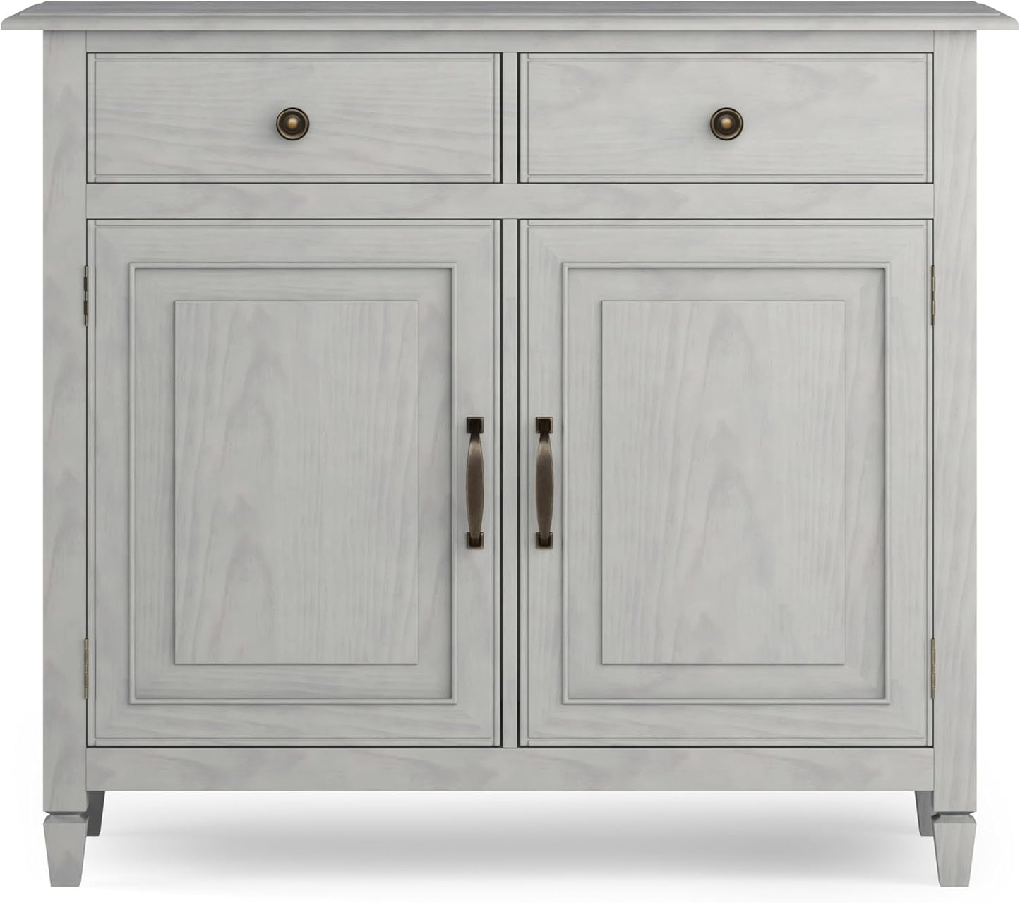 SIMPLIHOME Connaught 40-inch Wide Solid Wood Storage Cabinet in Fog Grey for Entryway, Living Room, Organizer for Hats, Gloves, Shoes, Keys, Slim Design, Traditional Style