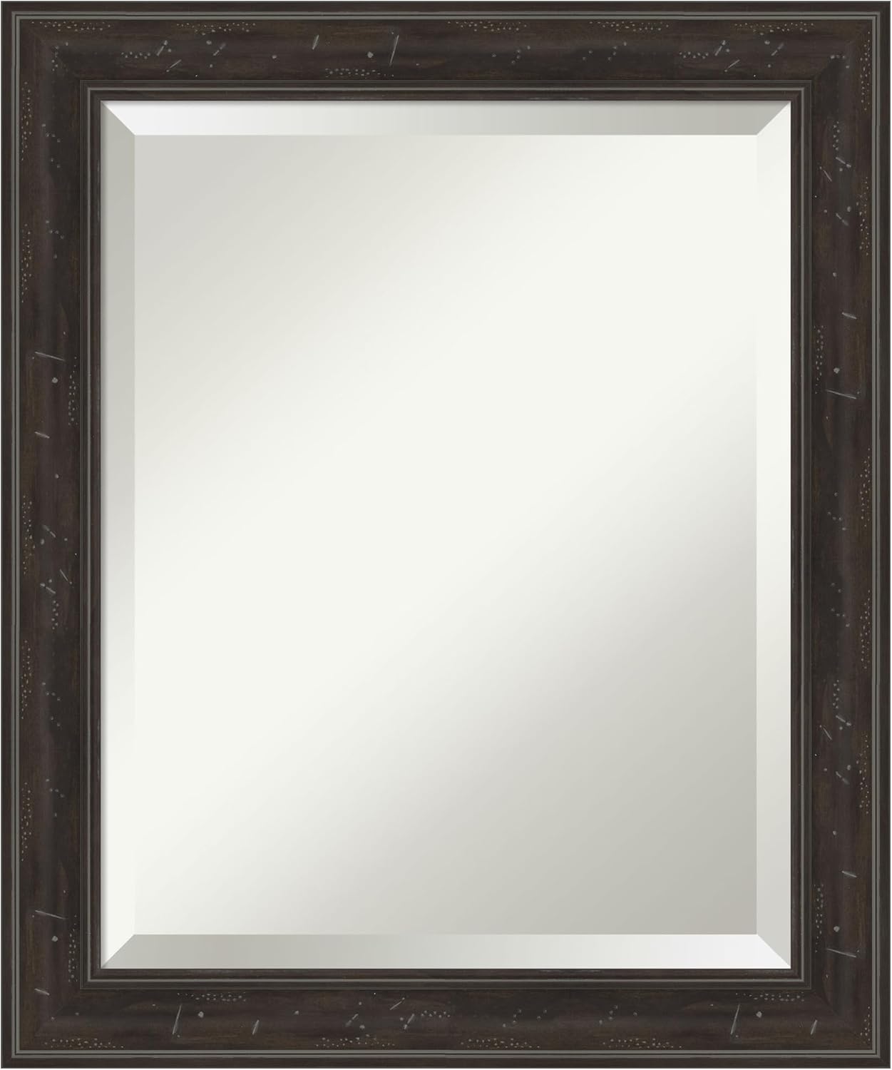 Amanti Art Brown Wall Mirror 24x20 Shipwreck Greywash Narrow Rectangle Bathroom Mirror for Wall Decor Living Room, Small Traditional Frame, Hangs Horizonally and Vertically, Bathroom Decor, Beveled